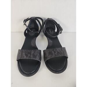 B.O.C BLACK FAUX PATENT LEATHR SLIDES OPEN-TOE SNAKE PATTERN FLATS SANDALS 8M